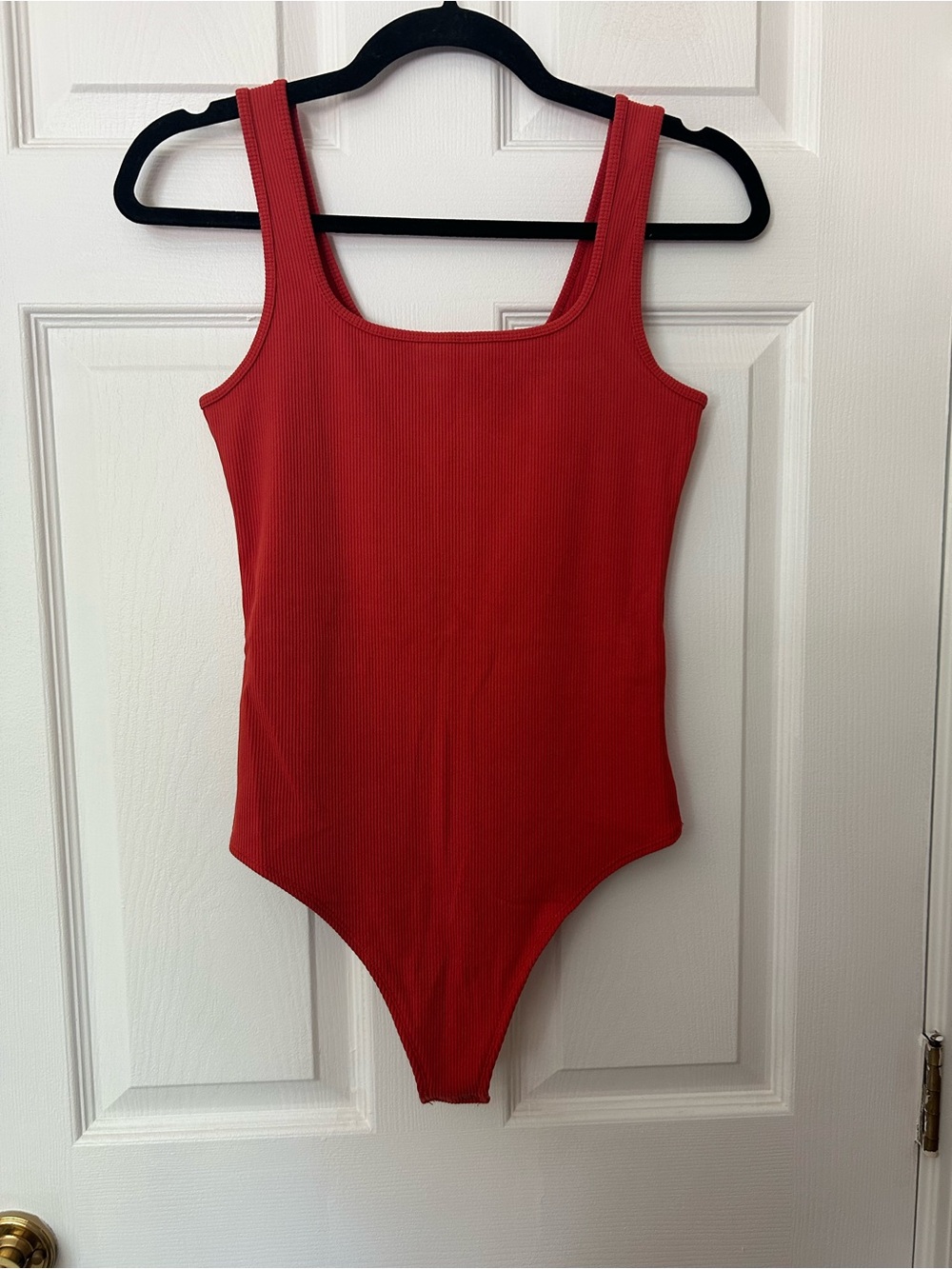 NWOT Abercrombie Soft AF Ribbed Bodysuit - Red/Orange